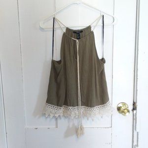Boho Lace Halter Tank Size Small